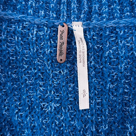 Free People Edessa Pullover Blue Off Shoulder Knit Sweater Balloon Sleeve Size S - Picture 4 of 12
